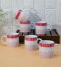 Red 180 ml Ceramic Linear (Set of 6) Tea Cup Set