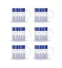 Blue 180 ml Ceramic Linear (Set of 6) Tea Cup Set