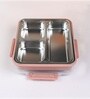 Pink 800ml Stainless Steel Rectangle 3 Pots Lunch Box