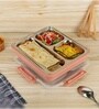 Pink 800ml Stainless Steel Rectangle 3 Pots Lunch Box