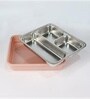 Pink 800ml Stainless Steel Rectangle 3 Pots Lunch Box
