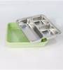 Green 800ml Stainless Steel Rectangle 3 Pots Lunch Box