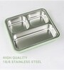 Green 800ml Stainless Steel Rectangle 3 Pots Lunch Box
