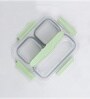 Green 800ml Stainless Steel Rectangle 3 Pots Lunch Box