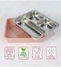Pink 800ml Stainless Steel Rectangle 3 Pots Lunch Box