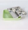 Green 800ml Stainless Steel Rectangle 3 Pots Lunch Box