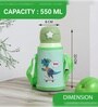 Dino Light Green 550ml Stainless Steel Double Walled Vacuum Insulated Kids Water Bottle