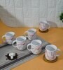 Red 180 ml Ceramic Marble (Set of 6) Tea Cup Set