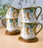 Green 180 ml Ceramic Royal (Set of 4) Tea Cup Set