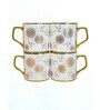 White & Gold 180 ml Ceramic Mandala Print (Set of 4) Tea Cup Set