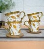 Gold 160 ml Ceramic Traditional Print (Set of 4) Tea Cup Set