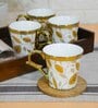 Gold 160 ml Ceramic Traditional Print (Set of 4) Tea Cup Set