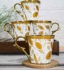 Gold 160 ml Ceramic Traditional Print (Set of 4) Tea Cup Set