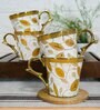 Gold 160 ml Ceramic Traditional Print (Set of 4) Tea Cup Set