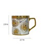 Gold 180 ml Ceramic Feather Print (Set of 4) Tea Cup Set