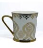 Gold 160 ml Ceramic Vinyl Print (Set of 4) Tea Cup Set