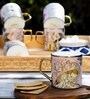 Pink 180 ml Ceramic Peacock (Set of 4) Tea Cup Set