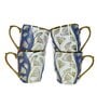 Denim Gold 160 ml Ceramic Finery Design (Set of 4) Tea Cup Set