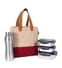 Femora Stainless Steel Container Multipurpose Lunch Box Set for Office, Maroon, Rectangle-350ml(2 pcs), Rectangle-550ml(1 pcs), Water Bottle-750ml(1 pcs)