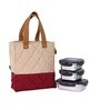 Femora Stainless Steel Container Multipurpose Lunch Box Set for Office, Maroon, Square-350 ml (2 Container), Rectangle-550 ml (1 Pcs).