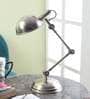 Small Antique Silver Adjustable Study Lamp With Iron & Brass Base