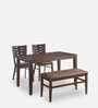 Fern 4 Seater Dining Set in Erin Brown Finish with Bench