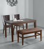 Fern 4 Seater Dining Set in Erin Brown Finish with Bench