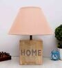 Flemish Beige Cottan Fabric Shade Night Lamp With Mango wood Base