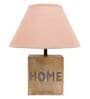Flemish Beige Cottan Fabric Shade Night Lamp With Mango wood Base
