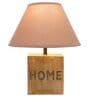 Flemish Beige Cottan Fabric Shade Night Lamp With Mango wood Base