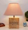 Flemish Beige Cottan Fabric Shade Night Lamp With Mango wood Base