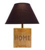 Lyon Black Cottan Fabric Shade Night Lamp With Mango wood Base