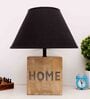 Lyon Black Cottan Fabric Shade Night Lamp With Mango wood Base