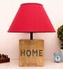 Bezalel Maroon Cottan Fabric Shade Night Lamp With Mango wood Base