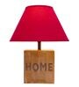 Bezalel Maroon Cottan Fabric Shade Night Lamp With Mango wood Base