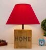 Bezalel Maroon Cottan Fabric Shade Night Lamp With Mango wood Base