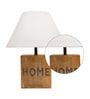 Avignon White Cottan Fabric Shade Night Lamp With Mango wood Base