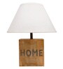 Avignon White Cottan Fabric Shade Night Lamp With Mango wood Base