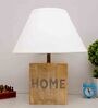 Avignon White Cottan Fabric Shade Night Lamp With Mango wood Base
