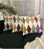 Multicolor Striped Cotton Ruffle 18x18 inches Cushion Covers Set of 3