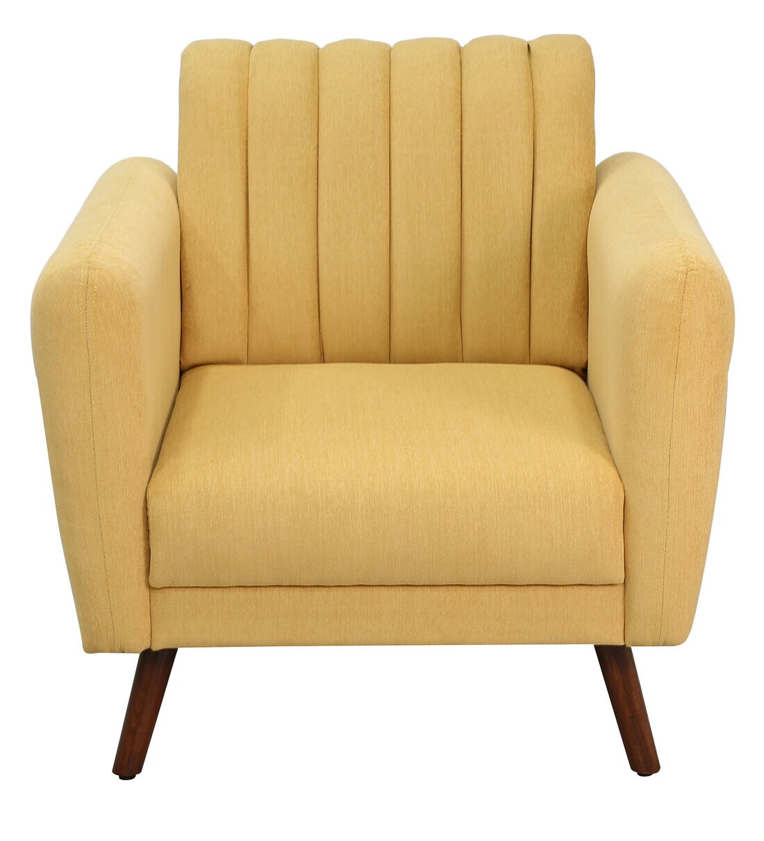Buy Fidel 1 Seater Velvet Sofa In Camel Yellow Colour CasaCraft By