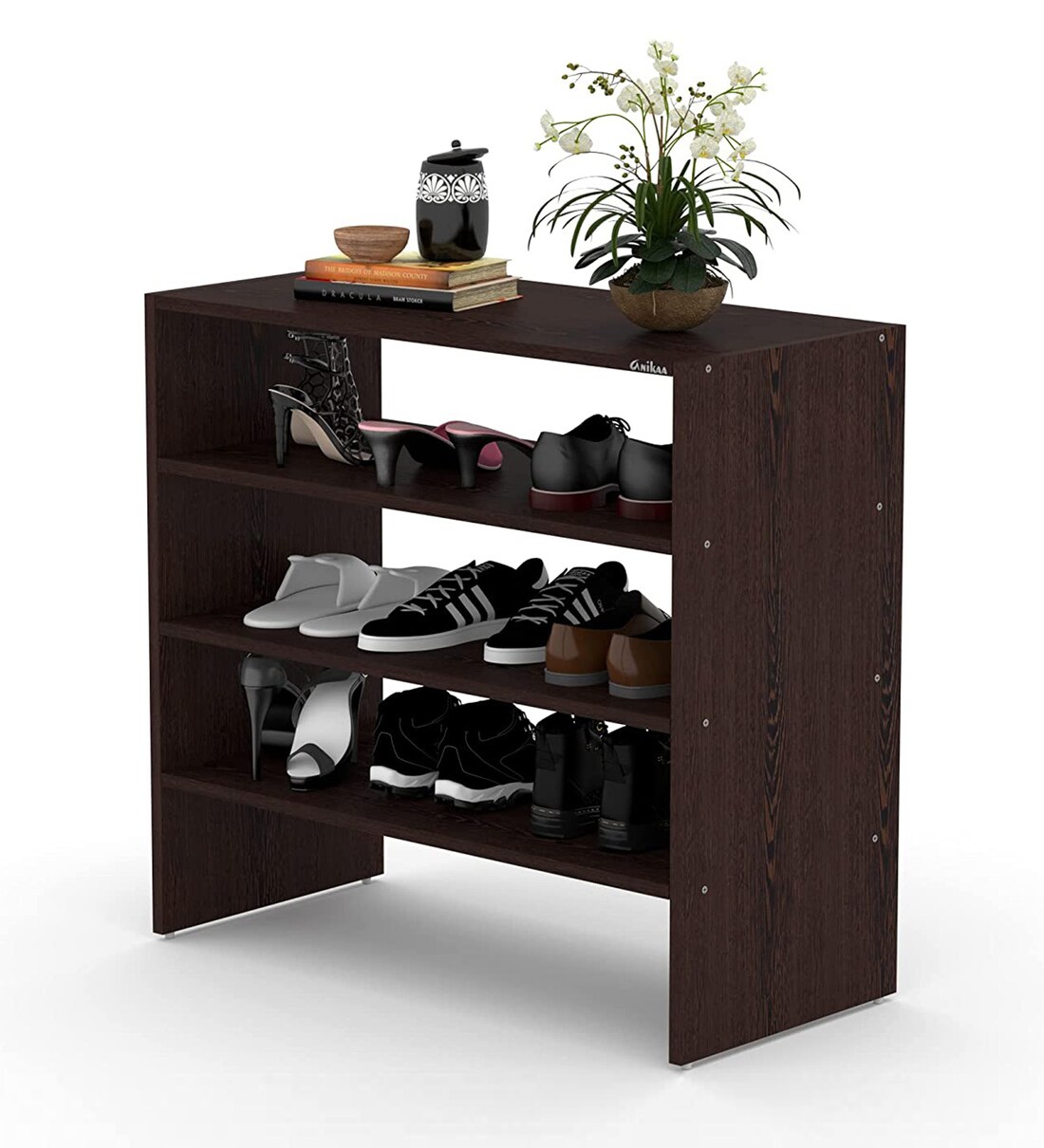 Buy Filaria Open Shoe Rack in Wenge Finish by Anikaa Online - Open Shoe ...