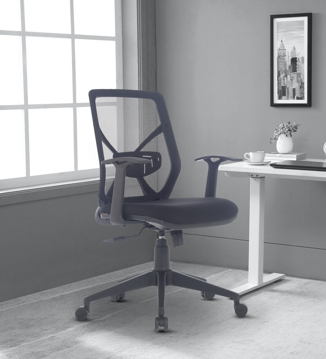 Buy Fitz Medium Back Ergonomic Chair In Black Colour By Durian Online Mid Back Ergonomic Chairs Chairs Furniture Pepperfry Product