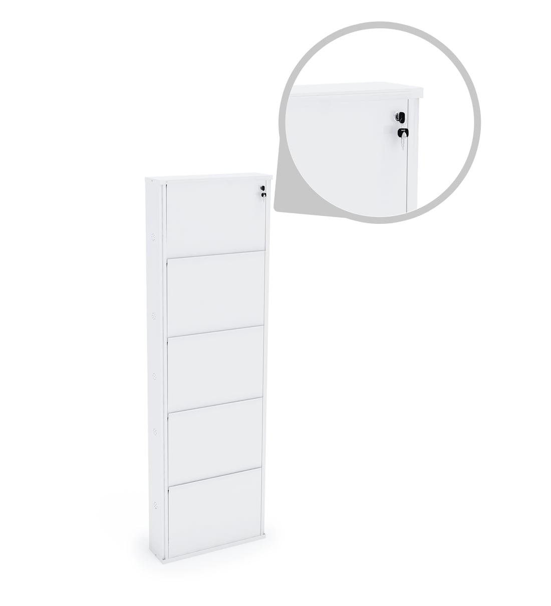 5 Door Wallmounted Metal Shoe Rack in Full White Colour By Crust