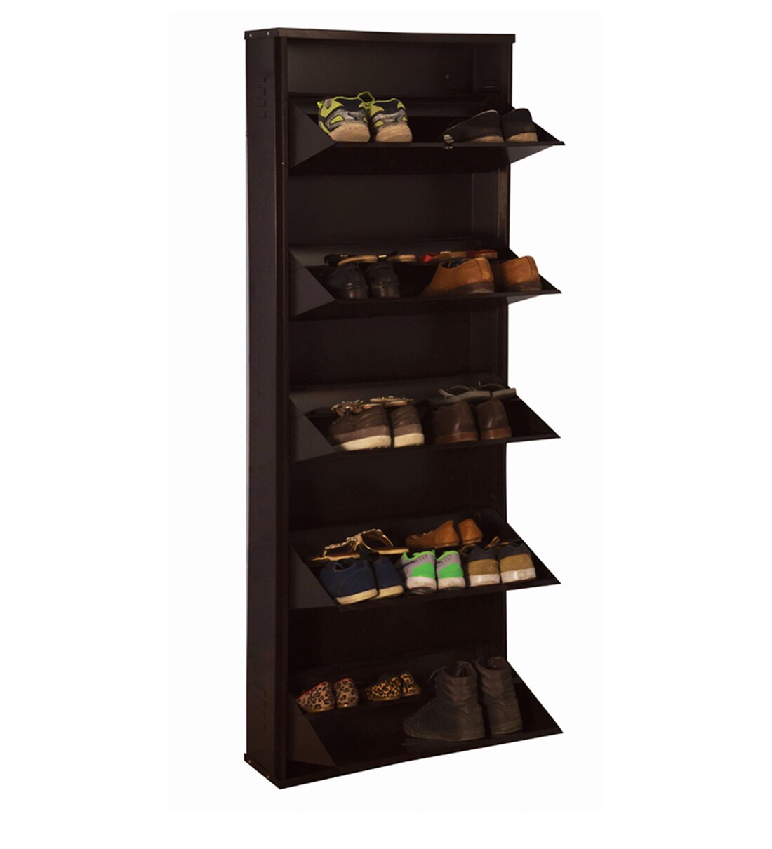Buy 24 Inches Double Decker 2 in 1 Shelf 5 Door Shoe Rack in Coffee