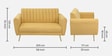 Fidel Chenille Fabric 2 Seater Sofa In Camel Yellow Colour