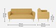 Fidel Chenille Fabric 3 Seater Sofa In Camel Yellow Colour