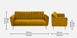 Fidel Velvet 3 Seater Sofa in Yellow Colour