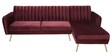 Fidel Velvet LHS Sectional Sofa (3 + Lounger) In Wine Red Colour