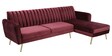 Fidel Velvet LHS Sectional Sofa (3 + Lounger) In Wine Red Colour